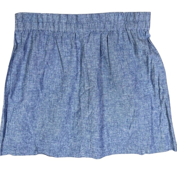 LOFT Medium Petite Pull-On Chambray Skirt Blue Elastic Waist - Picture 1 of 2